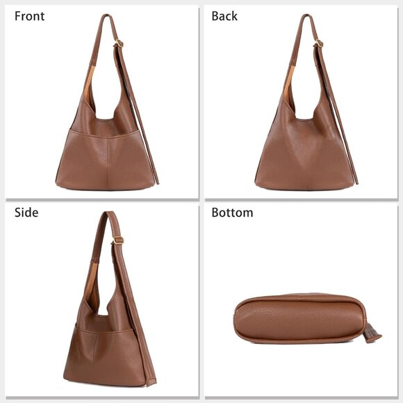 Soft Slouchy Hobo Handbag – Vegan Leather Tote with Detachable Pouch, Fall Style - Picture 7 of 7